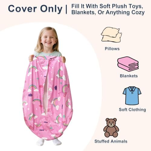 Lukeight Unicorns Stuffed Animal Storage Bean Bag Chair Cover - Image 2
