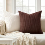 Topfinel Gold Brown Throw Pillow Covers Rustic Modern Soft Corduroy Striped - Image 3