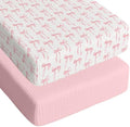 Breling 2 Pcs Muslin Pink and Pink Bow Crib Sheets by Breling