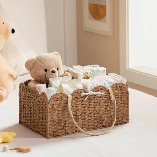 HBlife Baby Diaper Caddy, Paper Rope Storage Baskets Nursery Bin - Image 2