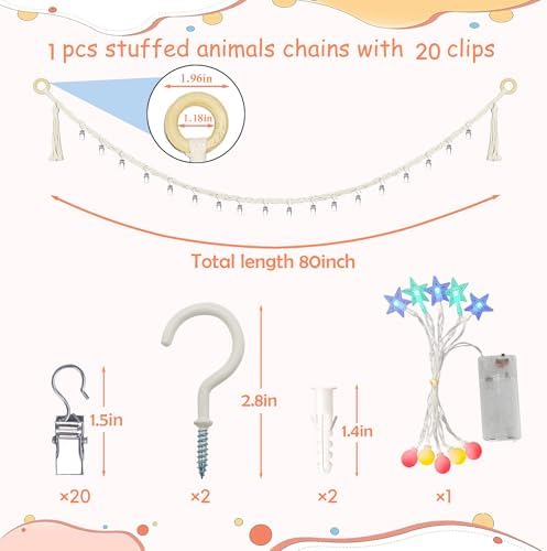 1 PCS Stuffed Animals Storage Chain Organizers 80" Cotton Hanging Storage Chain - Image 2