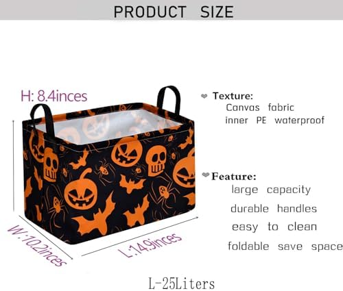 Pumpkin Pattern Storage Basket Gift Shelf Basket Storage Bin, Nursery Basket - Image 2