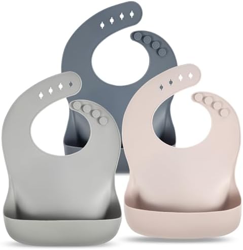 Eascrozn Silicone Bibs for Babies Toddler Set of 3, BPA Free by Eascrozn