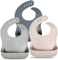 Eascrozn Silicone Bibs for Babies Toddler Set of 3, BPA Free by Eascrozn