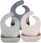 Eascrozn Silicone Bibs for Babies Toddler Set of 3, BPA Free by Eascrozn