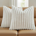 FUTEI Pack of 2 Faux Fur Throw Pillow Covers 24x24 Inch, Cream White by FUTEI
