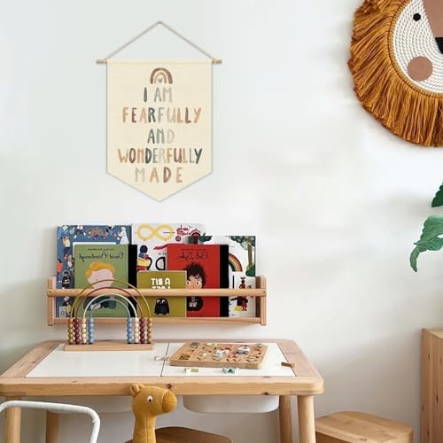Christian Nursery Wall Art Canvas Banner, Fearfully and Wonderfully Made - Image 2