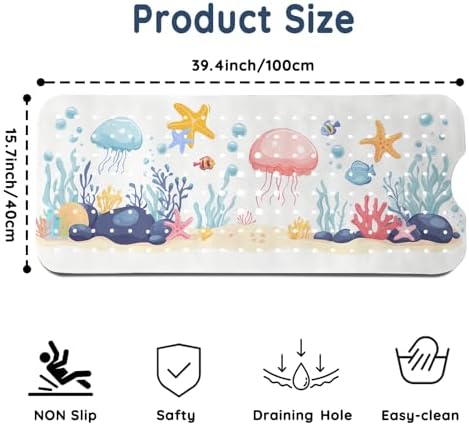 LNOND Bath Mat for Tub for Kids, Sea World Bathtub mat Non Slip, Jellyfish - Image 2