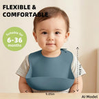 Set of 3 Silicone Bibs for Babies Toddler, Soft Adjustable Bibs for Baby Girl - Image 5