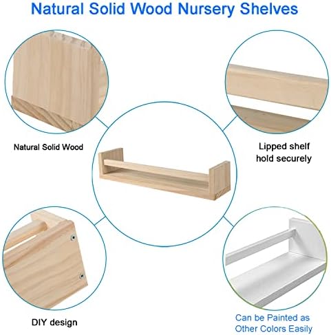 JORIKCHUO Nursery Book Shelves, Kitchen Spice Rack, or Rustic Wall Mounted - Image 4