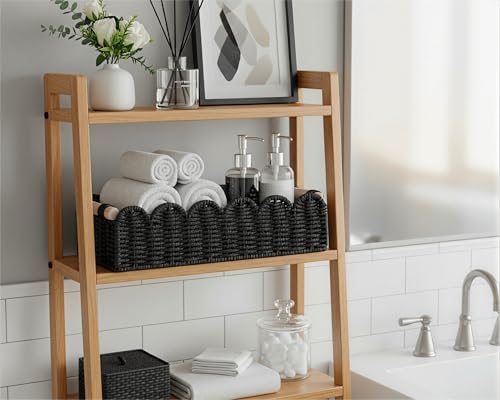 CubesLand Scalloped Toilet Paper Storage Basket W/Handle - Image 4