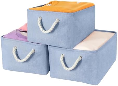 Storage Bins with Sturdy Cotton Handles, Fabric Storage Baskets by LordCom