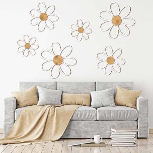 Thyle 6 Pcs Daisy Wall Decor Wooden Flower - Image 4