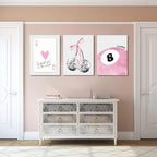 JBZZD Pink Coquette Canvas Wall Art Set of 3 Trendy Preppy Disco 8 Ball Cherry - Image 7