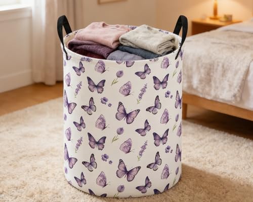 ESSME Kids Laundry Basket, Butterfly Hamper Collapsible Canvas Waterproof - Image 3