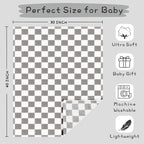 Yurhap Checkered Baby Blanket Fleece Baby Blankets Neutral - Image 5