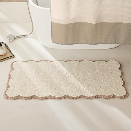 Ohocut Luxury Microfiber Scalloped Runner Rug, Anti Slip, Extra Soft by Ohocut