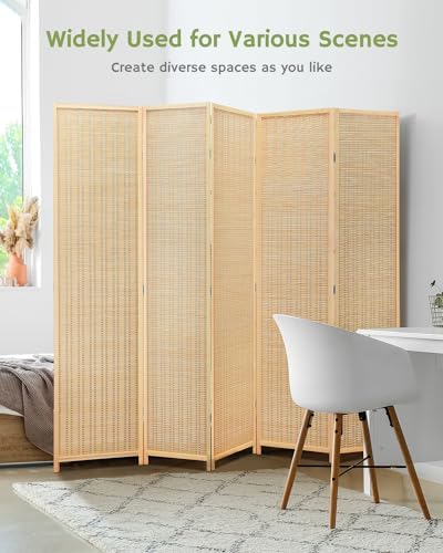 JOSTYLE Bamboo Room Divider, 5-Panel Folding Privacy Screen, 6 ft. Tall - Image 2