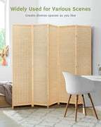 JOSTYLE Bamboo Room Divider, 5-Panel Folding Privacy Screen, 6 ft. Tall - Image 2