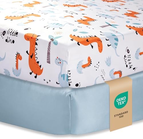 Baby Crib Sheets for Boys, Toddler Bed Sheets Fitted for 52x28 Inch Standard by VivaCozy