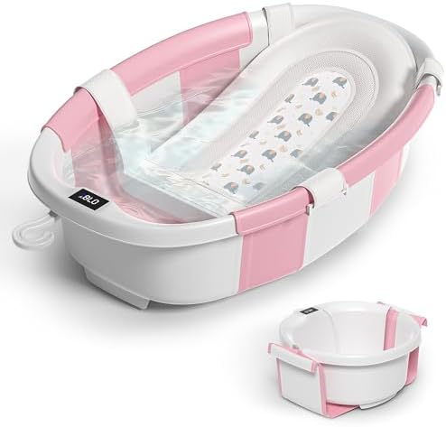 Collapsible Baby Bathtub for Newborn to Toddler 0-36 Months, Spacious Foldable by Himold