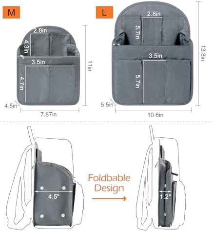 Surblue Backpack Organizer Insert Liner Hanging Travel Rucksack Purse and - Image 4