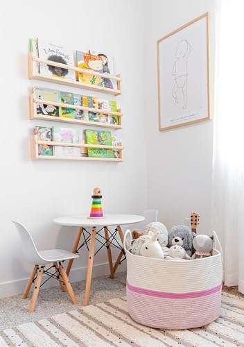 OrganiHaus Round Toy Basket & Blanket Basket, Cotton Rope 20x13" - Image 5