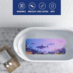 Blue Sea Bathtub Mat Non Slip for Kids 40x16in Extra Long Shark Ocean Whale - Image 2