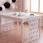 4 Pcs White Tulle Table Runner Black Bow, 29 X 70 Inch Lace - Image 4