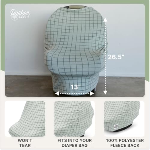Parker Baby Co Multi-Use Cover Carseat Cover Nursing Cover: Sage Windowpane - Image 4