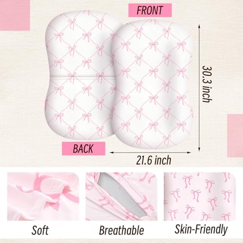 Croblissful 2 Pack Pink Bow Baby Lounger Cover Coquette Baby Nursery - Image 2