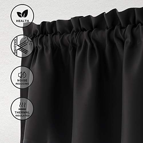 Hiasan Black Valance Curtains for Window 52 x 18 Inches 1 Panel - Image 2