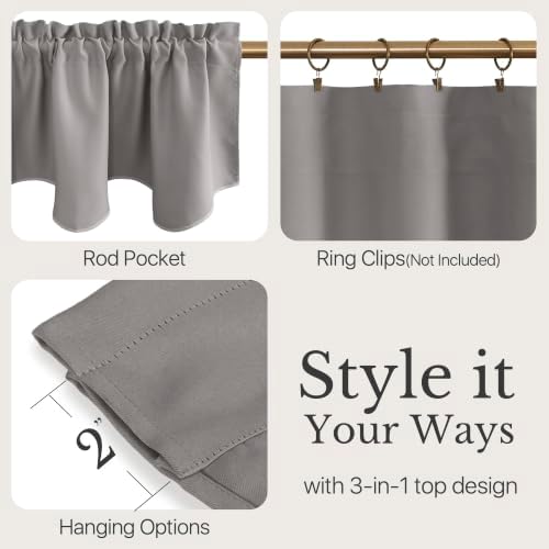 NICETOWN Silver Grey Blackout Window Valance - Image 3