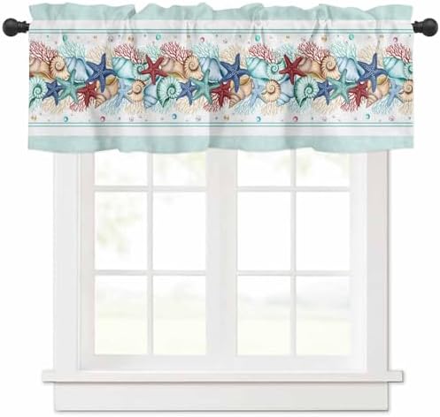 Vandarllin Coastal Beach Kitchen Curtains Valances by VandarllinHomeKitchenDecor