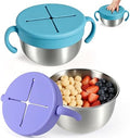 Snack Cups, 2 Pack Stainless Steel Toddler Snack Containers, Spill-Proof by URMYWO