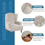H.VERSAILTEX Wingback Chair Covers Velvet Plush Wing Chair Slipcover 1 Piece - Image 2