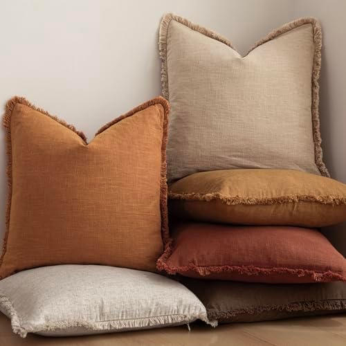 Foindtower Decorative Linen Fringe Throw Pillow Covers Cozy Boho Farmhouse - Image 6