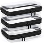 YOPCDJ 3 Pack Clear Hard Shell Zipper Case, Plastic Pouch by YOPCDJ