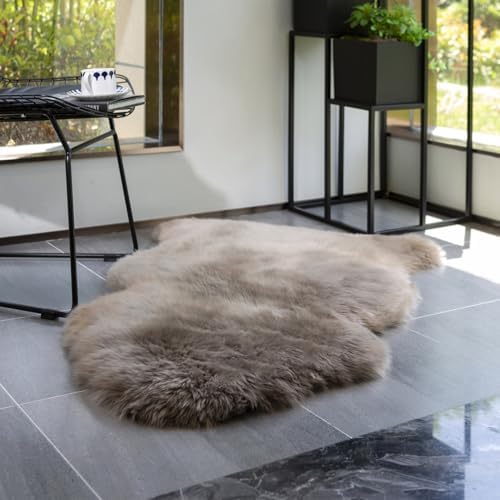Genuine Real NZ Sheepskin Area Rug Fluffy Lambskin Fur Taupe 2 x 3.2ft - Image 2