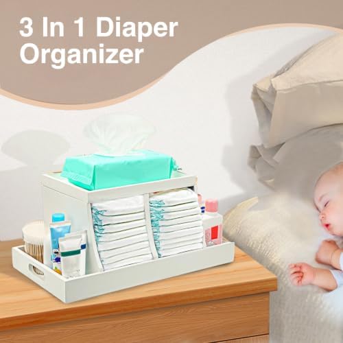 Three colors Diaper Organizer, Wooden Diaper Caddy Organizer, Changing Table - Image 2