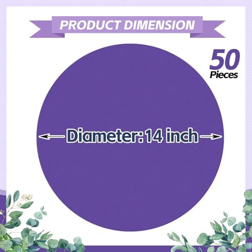 50 Pieces Purple Paper Place Mats Round Disposable Table Mats Purple Paper - Image 2