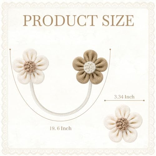 VIS'V Curtain Tiebacks, Boho Curtain Holdbacks, Cream and Khaki - Image 4