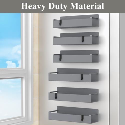 HuggieGems 6 Pack Dark Grey Magnetic Spice Rack Organizer - Image 4