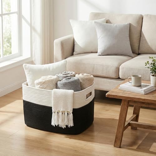 JMvicyroam 96L Large Woven Cotton Rope Blanket Basket - Image 2