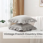 2 Pack Grey White Gingham Ruffle Throw Pillow Covers 18"x18" - Image 6