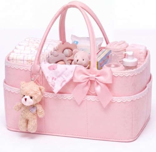Pink Bow Diaper Caddy Organizer by Cosblank