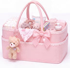 Pink Bow Diaper Caddy Organizer by Cosblank