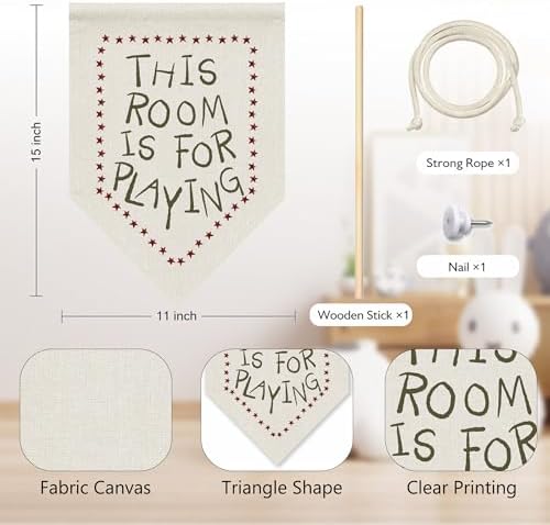 KYTWSFWS Playroom Wall Art Pennant Flag, Kids Room Wall Decor, This Room Is - Image 6