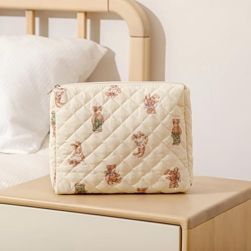 uekeboag 2Pcs Quilted Cotton Makeup Bag and Drawstring Bag - Image 6