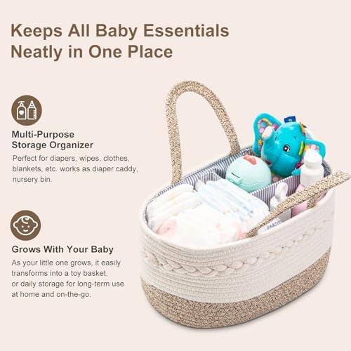 Baby Diaper Caddy Organizer, Portable Nursery Storage Basket - Image 3